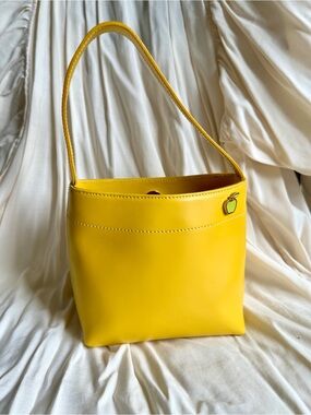 Furla Italy made Yellow Mini Top handle Bag with Apple Charm